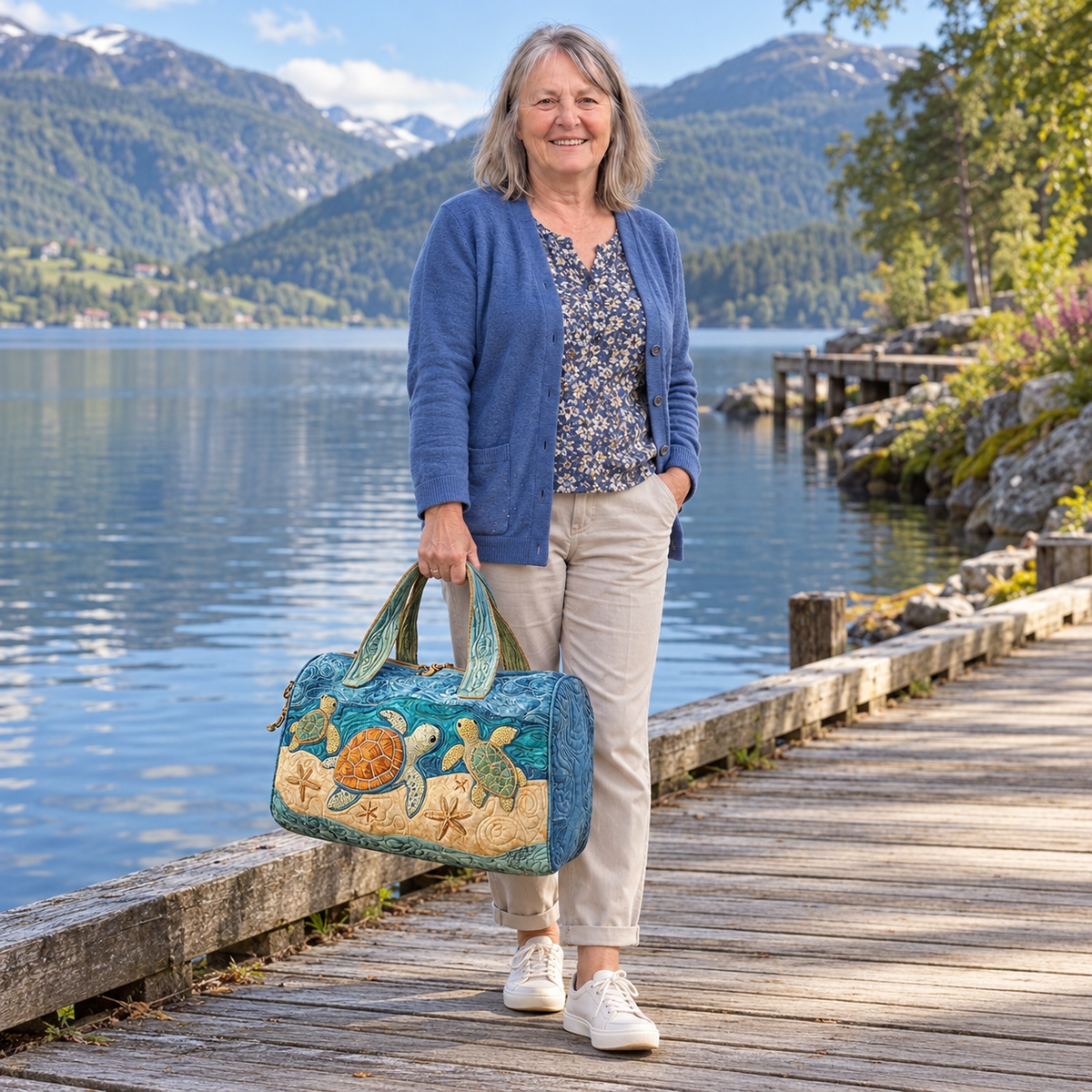 Turtly Cute vattert duffelbag