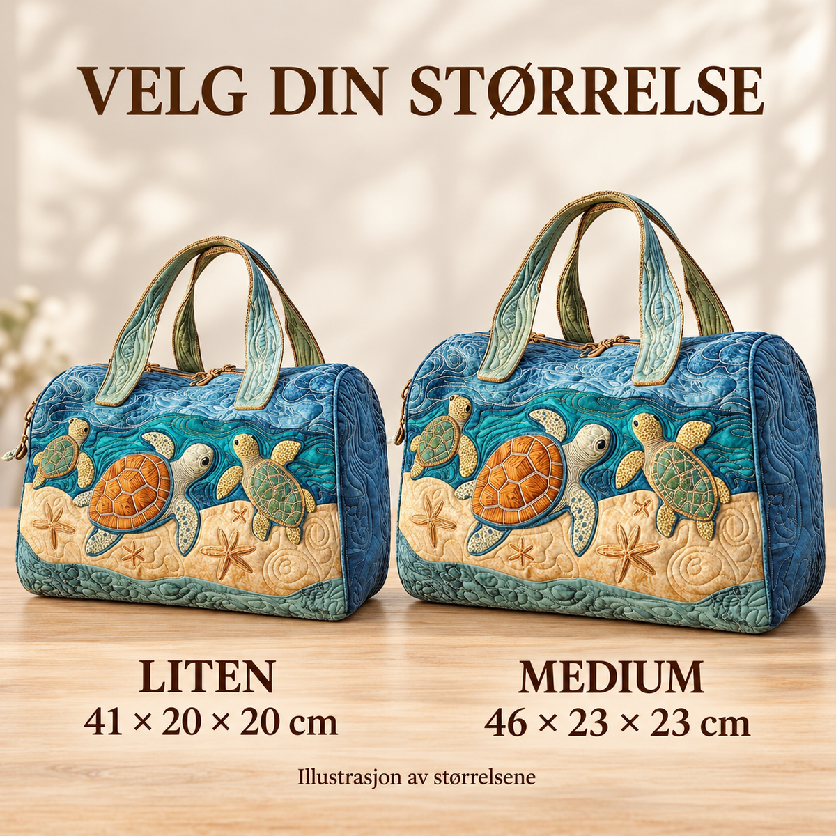 Turtly Cute vattert duffelbag