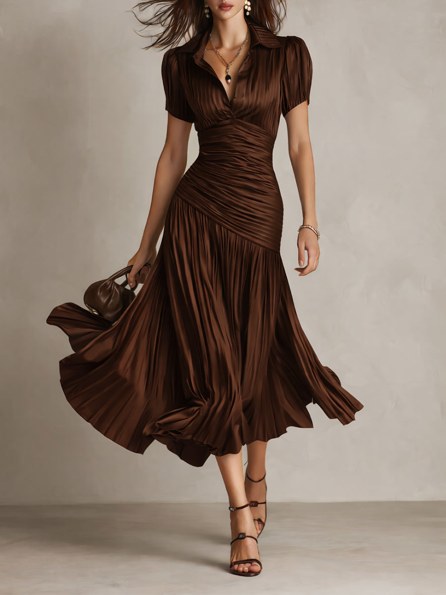 Adriana | Retro Stripete Satengmidikjole