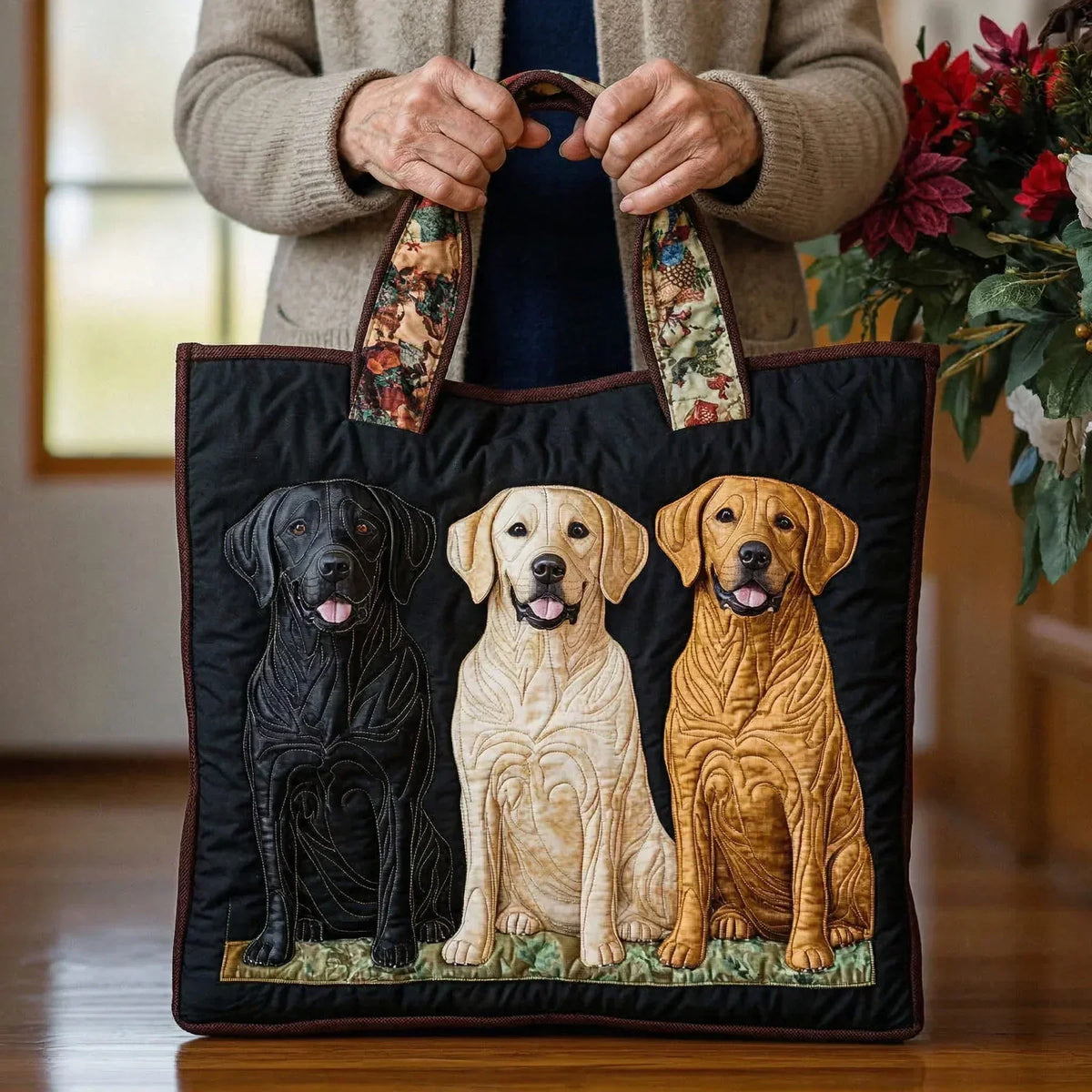 Håndlaget veske – Tre labradorer