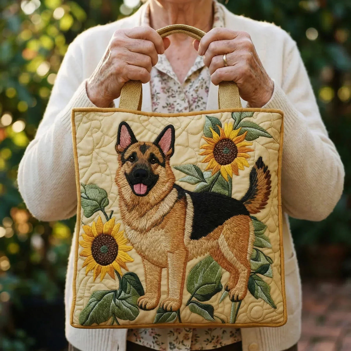 Artisanal-veske – Blomstrende schäferhund